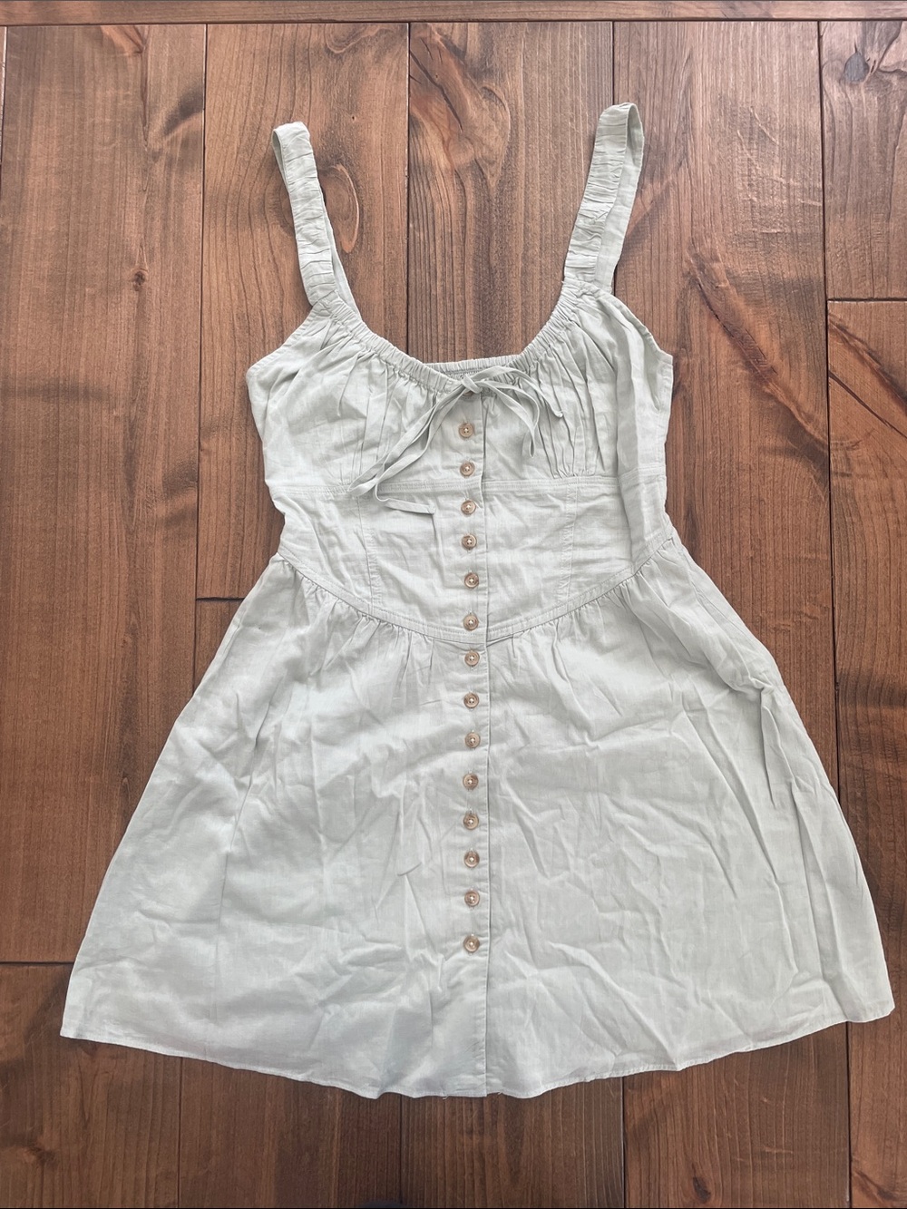 Urban Outfitters Light Sage Sleeveless Button-Front Mini Dress